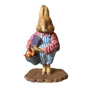 Dept 56 General Store School Girl Bunny Rabbit Bucket Carrots School Book 5 inch